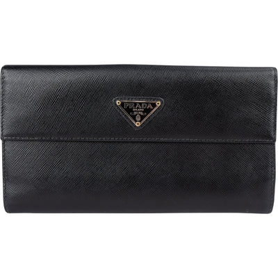 Prada Saffiano Leather Triangel Continental Wallet