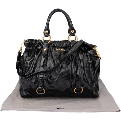 Miu Miu Black Patent Leather City Handbag