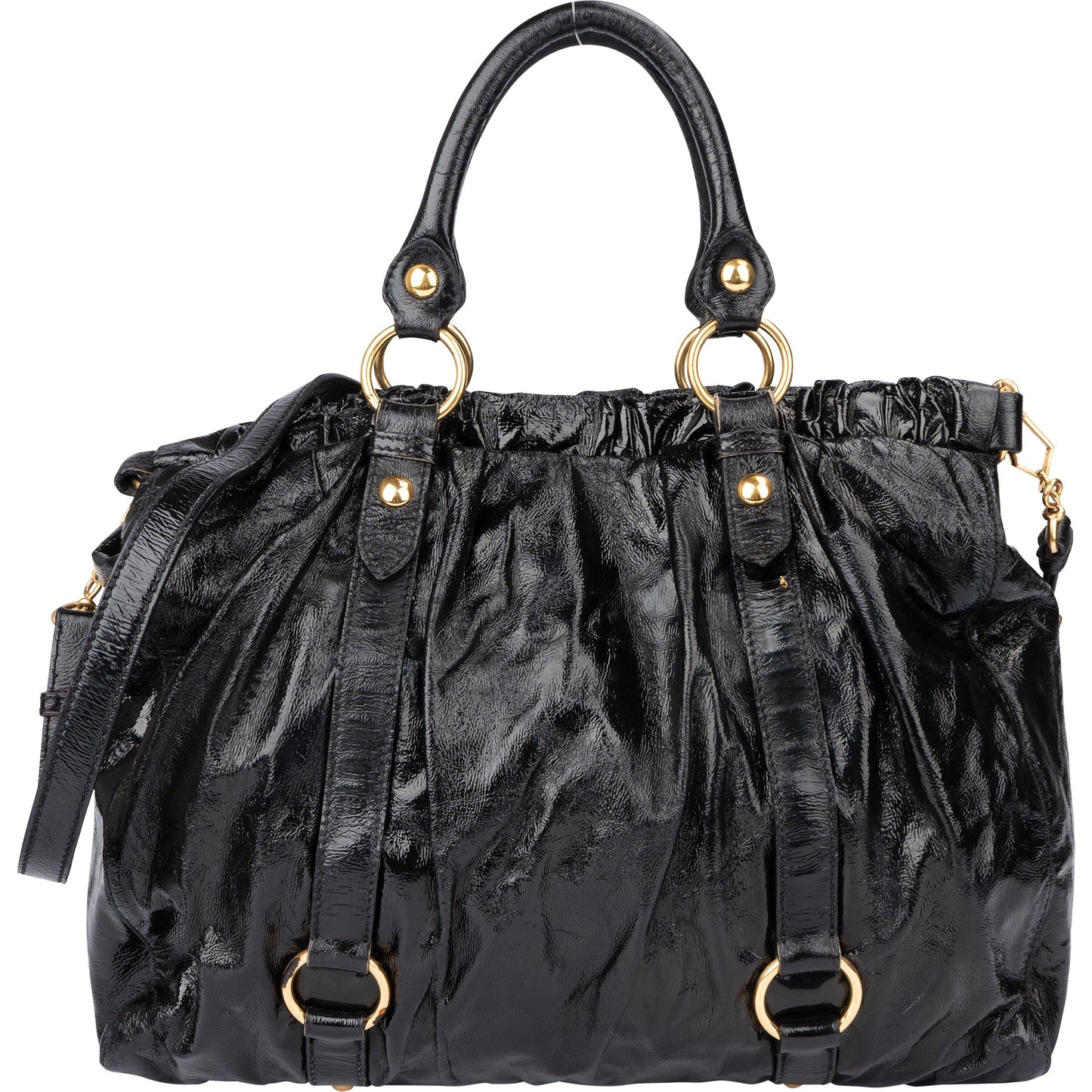 Miu Miu Black Patent Leather City Handbag
