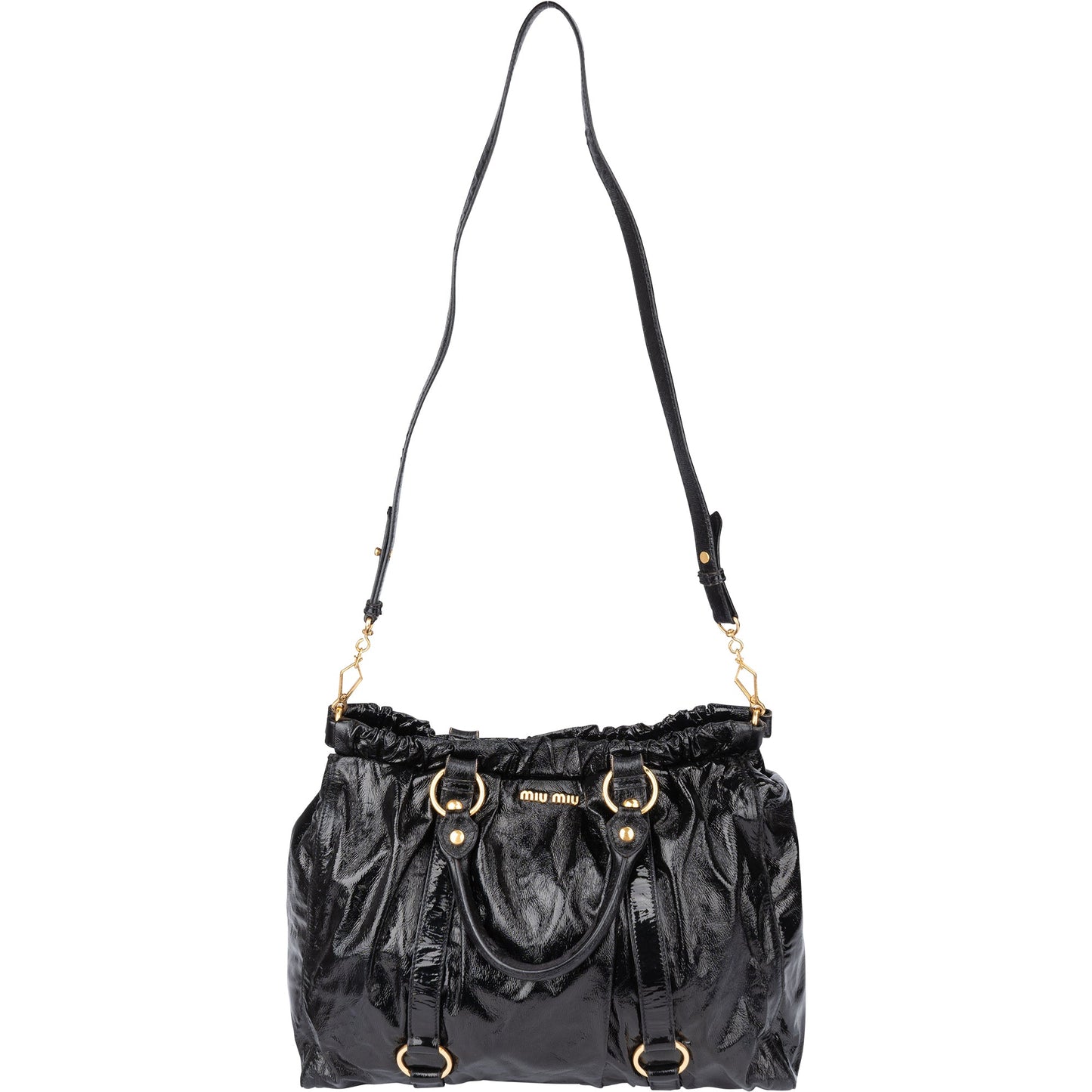 Miu Miu Black Patent Leather City Handbag