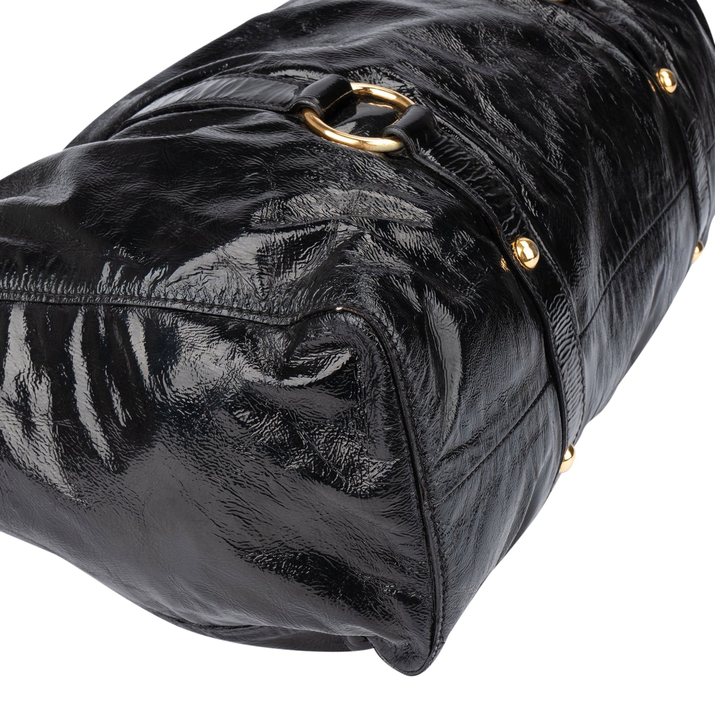 Miu Miu Black Patent Leather City Handbag
