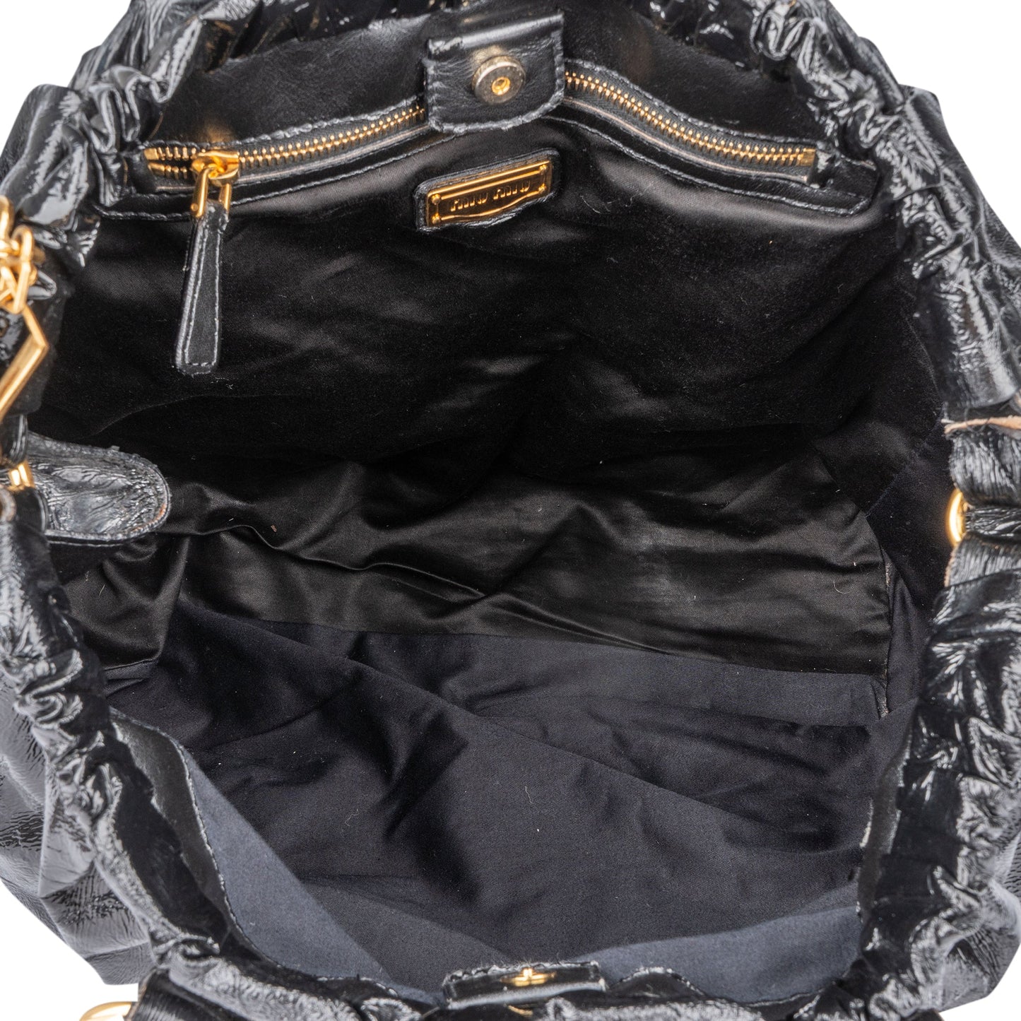 Miu Miu Black Patent Leather City Handbag