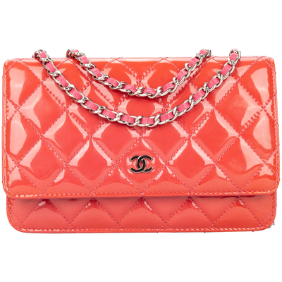 Chanel Quilted Patent Leather Wallet On Chain Crossbody Bag
