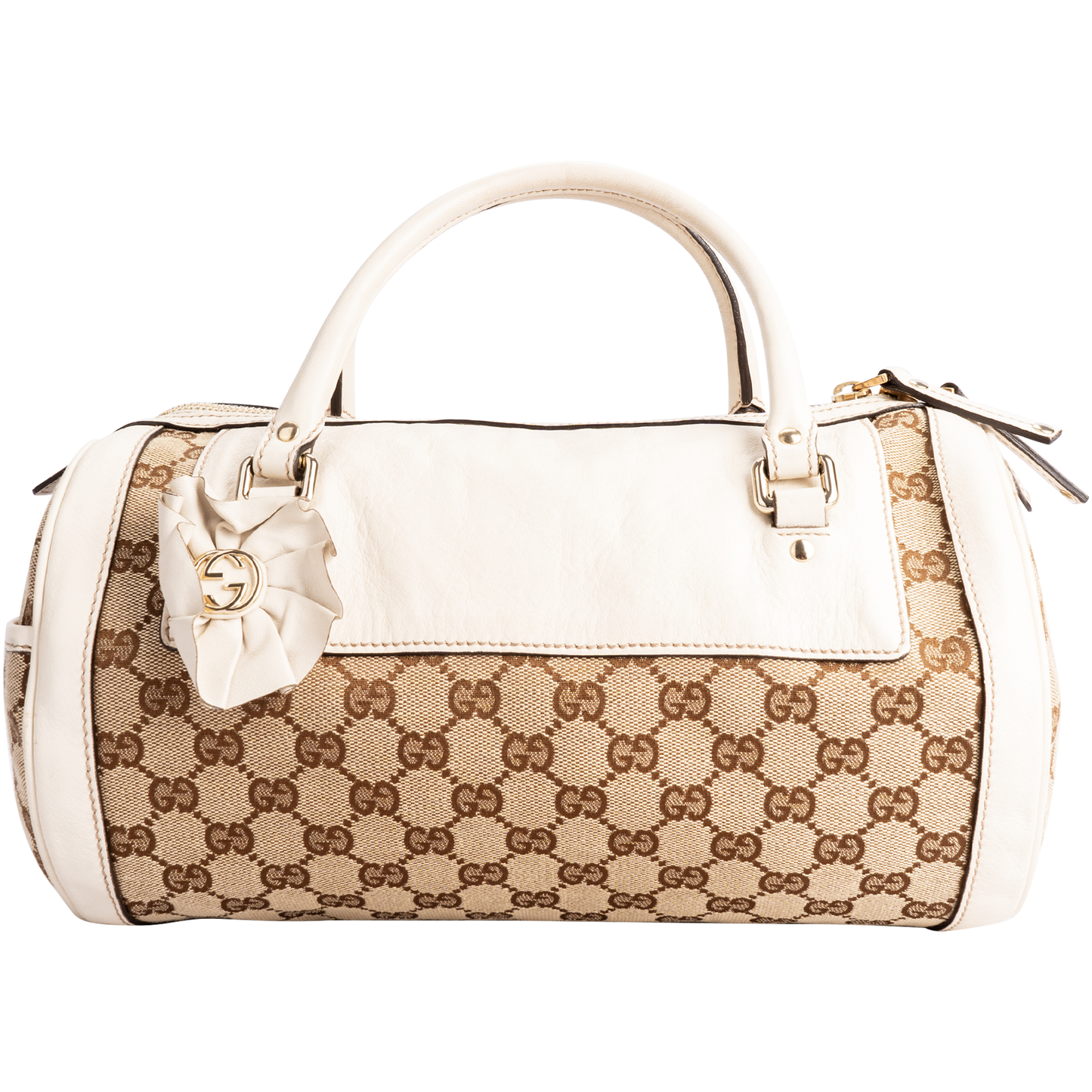 Gucci Monogram Trophy Flower Boston Bag