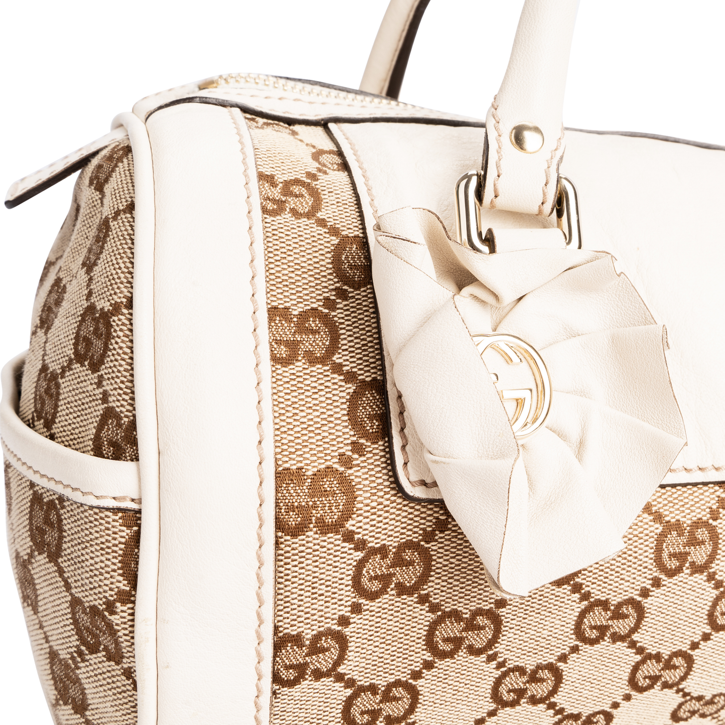 Gucci Monogram Trophy Flower Boston Bag