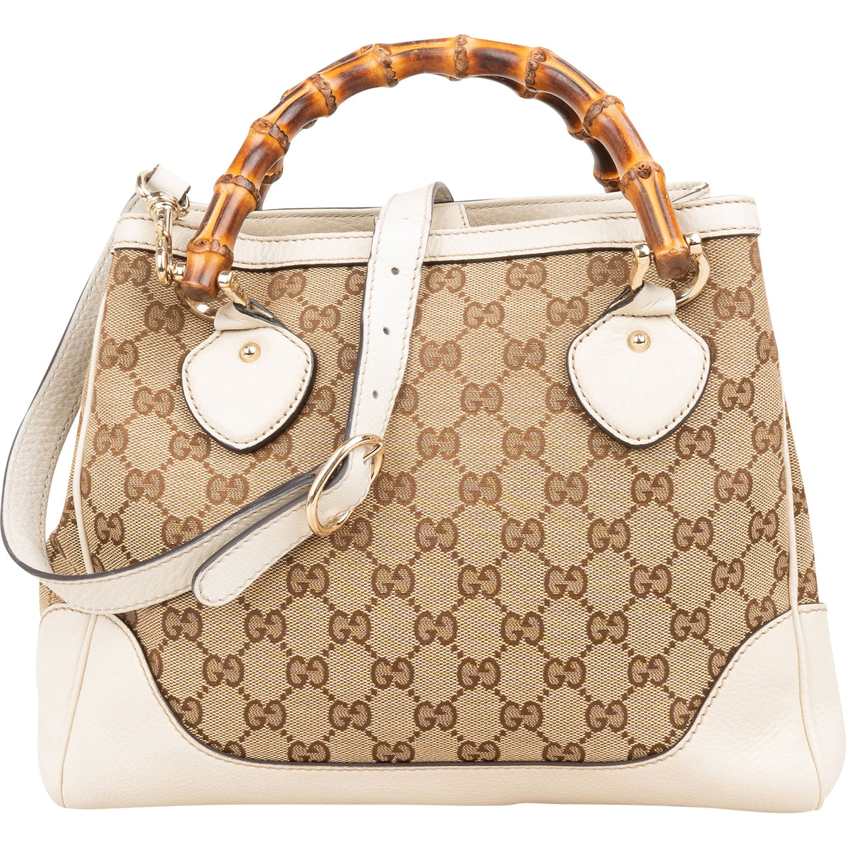 Gucci Monogram GG Canvas Diana Bambus Handle Small Tote Handbag