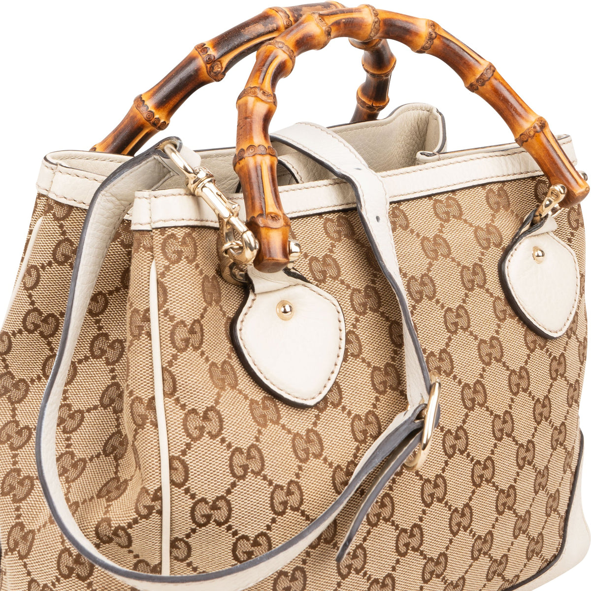 Gucci Monogram GG Canvas Diana Bambus Handle Small Tote Handbag