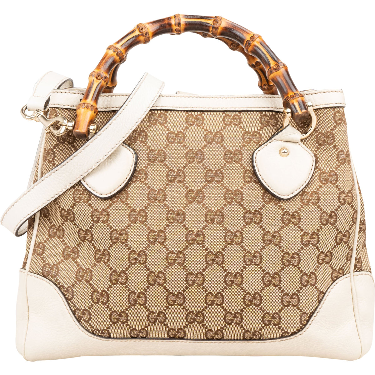 Gucci Monogram GG Canvas Diana Bambus Handle Small Tote Handbag