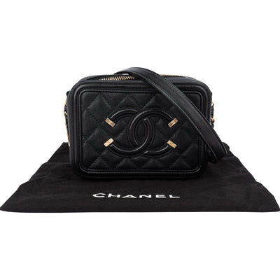 Chanel Quilted Caviar Leather CC Filigree Crossbody Bag