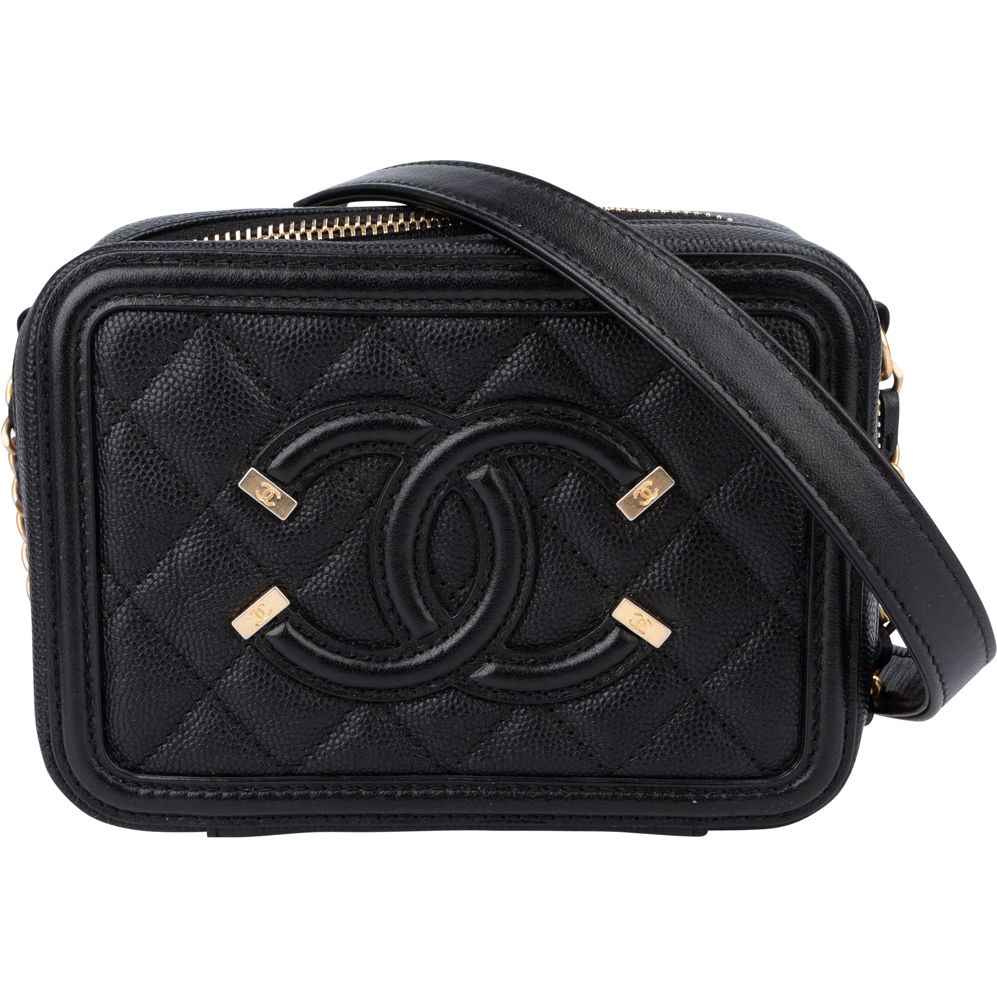 Chanel Quilted Caviar Leather CC Filigree Crossbody Bag