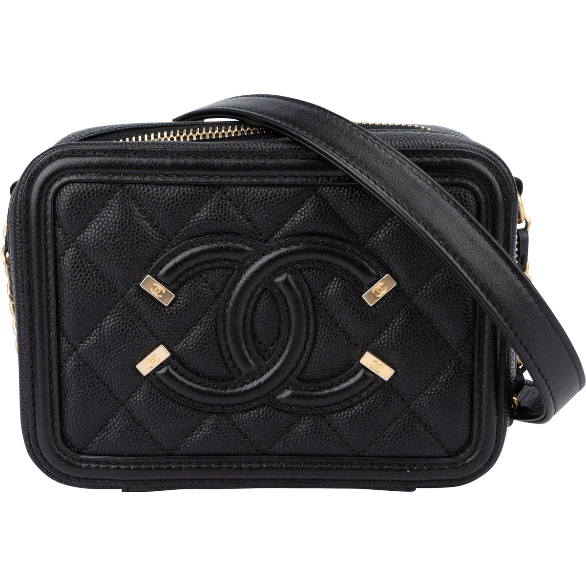 Chanel Quilted Caviar Leather CC Filigree Crossbody Bag