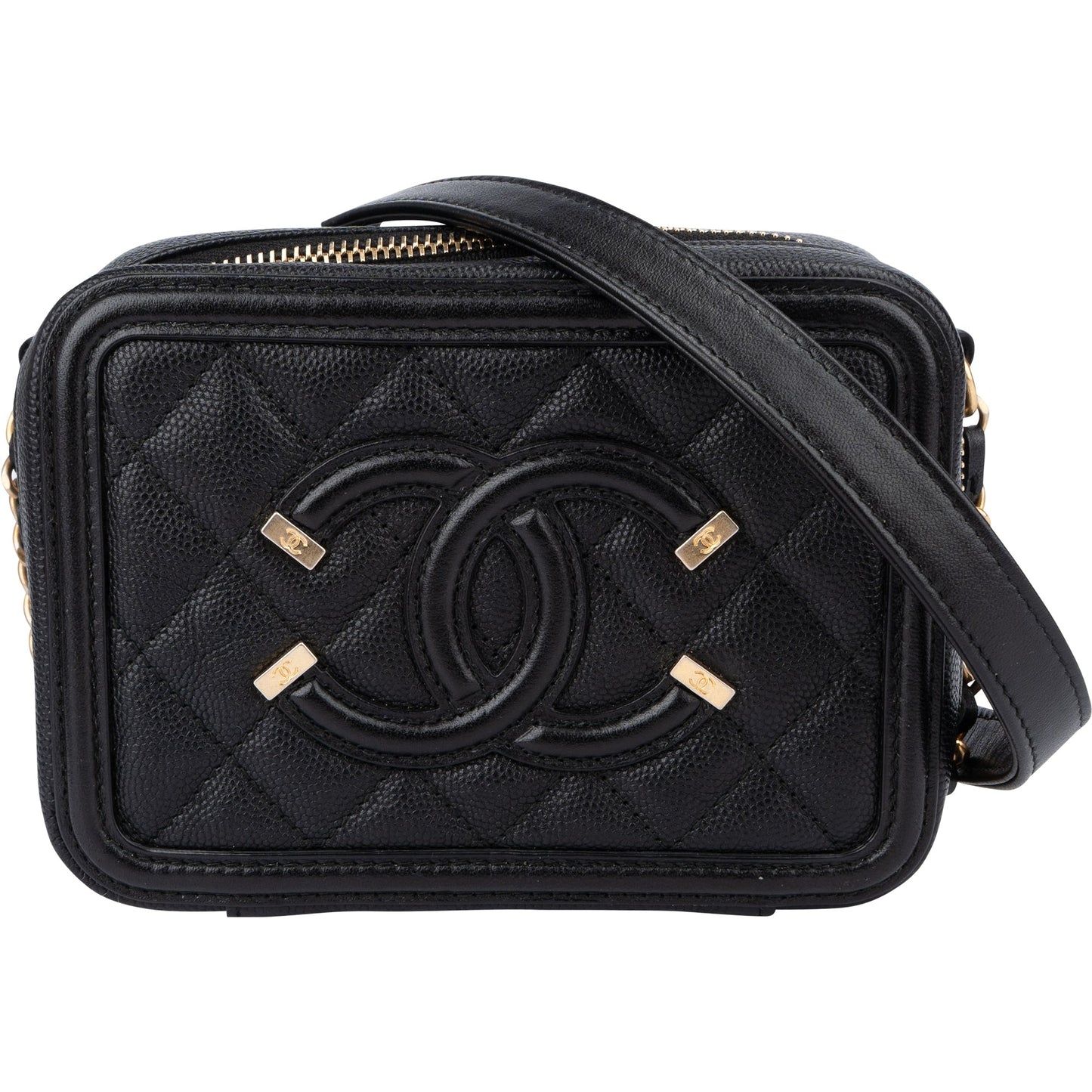 Chanel Quilted Caviar Leather CC Filigree Crossbody Bag