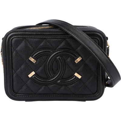 Chanel Quilted Caviar Leather CC Filigree Crossbody Bag