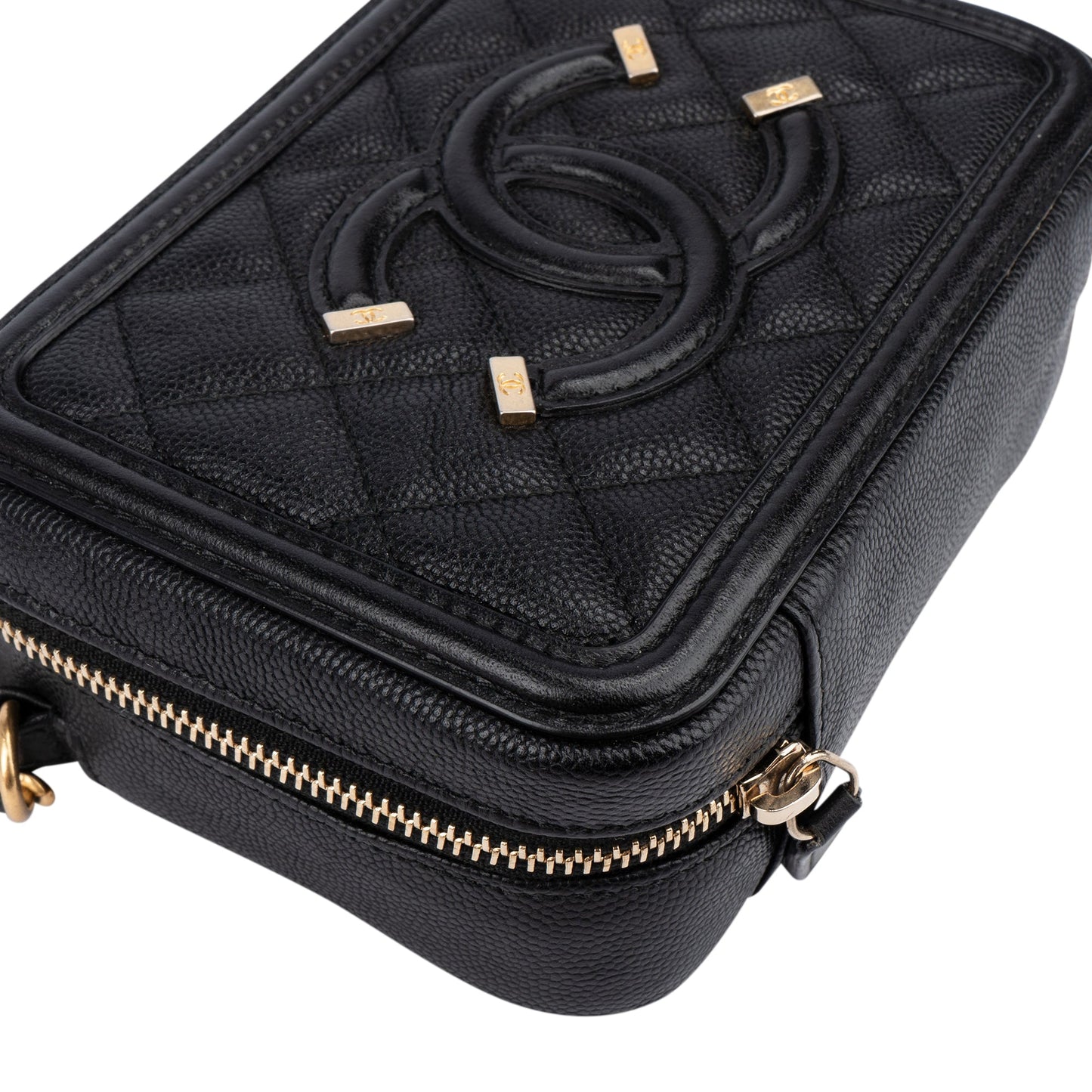 Chanel Quilted Caviar Leather CC Filigree Crossbody Bag