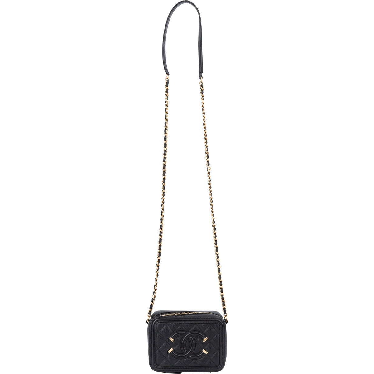 Chanel Quilted Caviar Leather CC Filigree Crossbody Bag