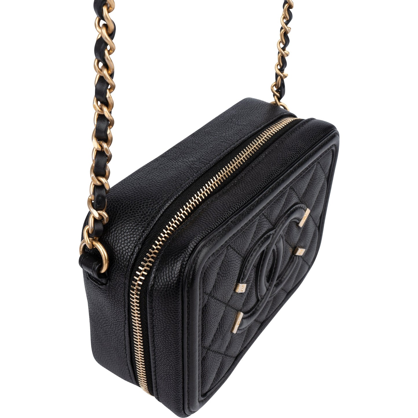 Chanel Quilted Caviar Leather CC Filigree Crossbody Bag
