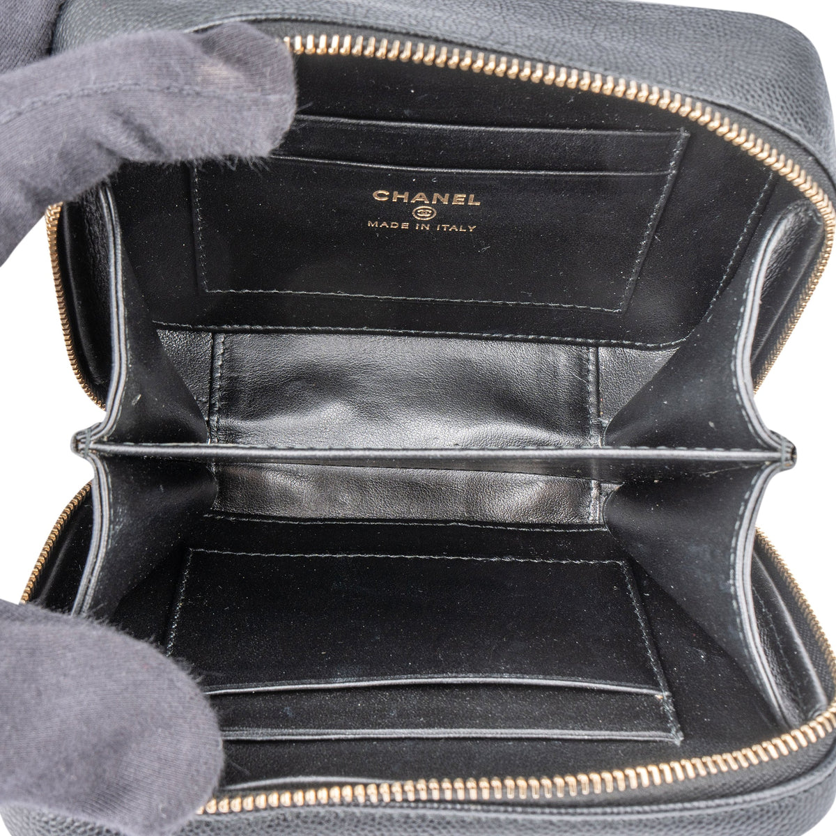 Chanel Quilted Caviar Leather CC Filigree Crossbody Bag