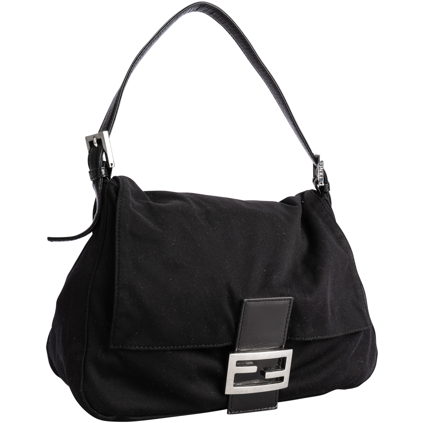 Fendi Black FF Buckle Baguette Shoulder Bag