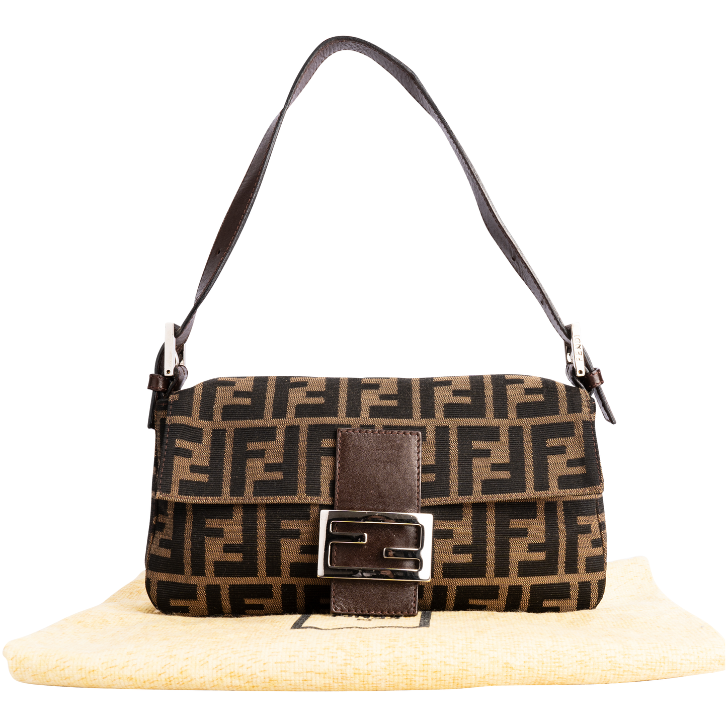 Fendi Zucca Monogram Baguette Shoulder Bag