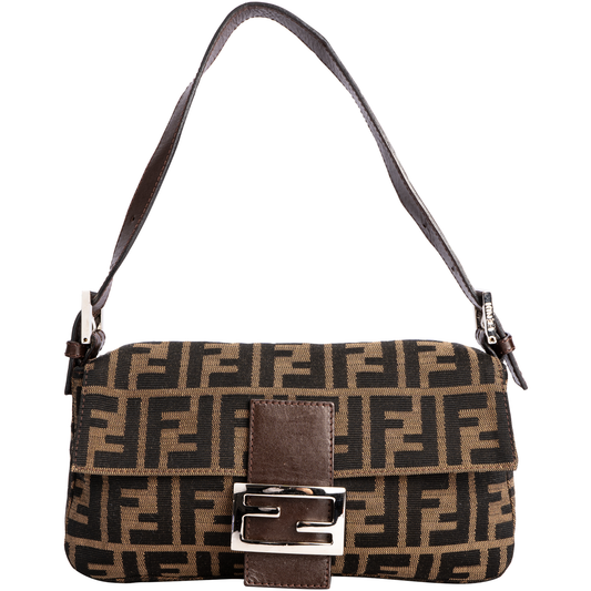 Fendi Zucca Monogram Baguette Shoulder Bag