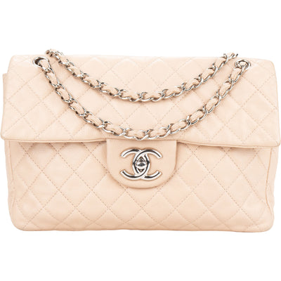 Chanel Quilted Caviar Leather Palladium Jumbo Single Flap Crossbody Bag