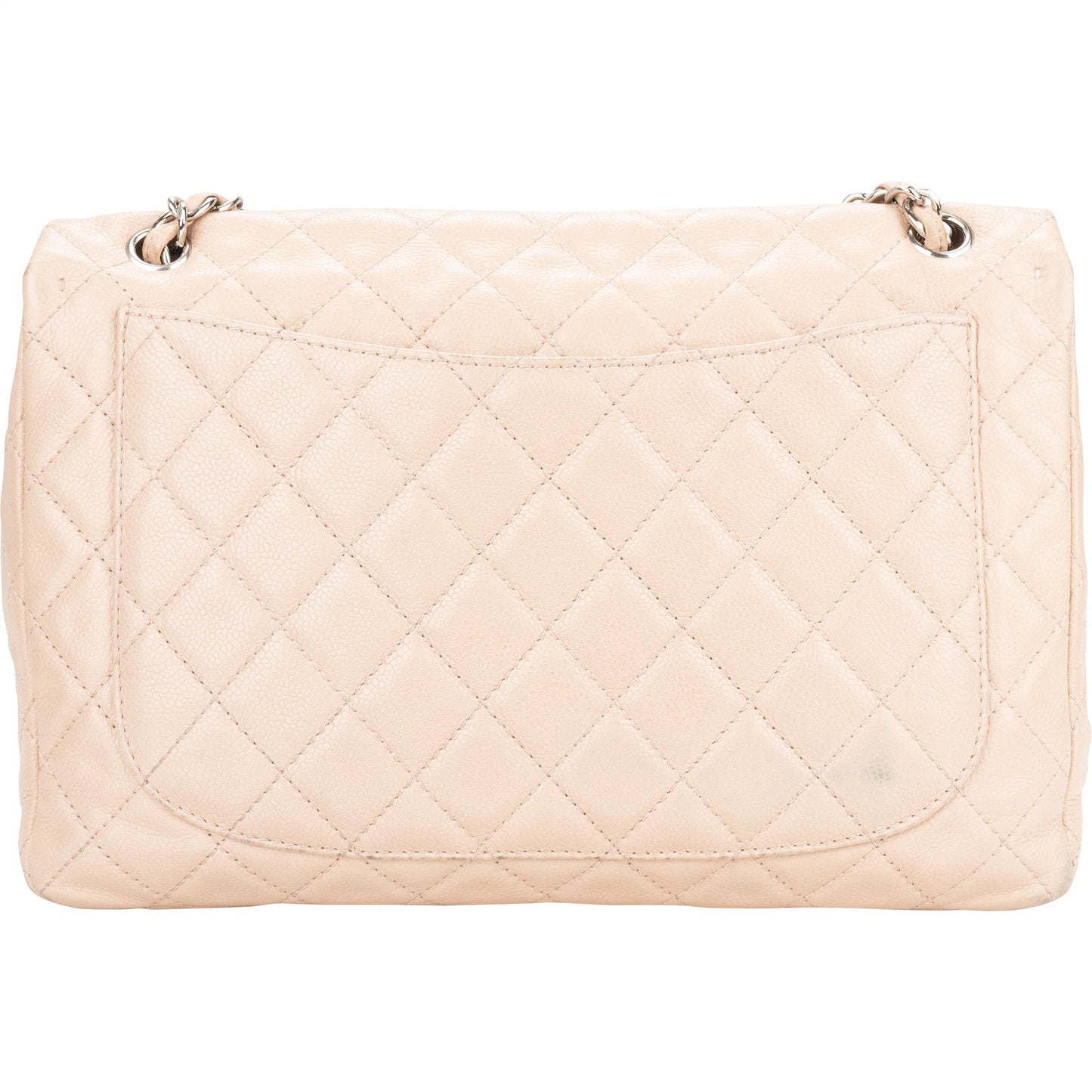 Chanel Quilted Caviar Leather Palladium Jumbo Single Flap Crossbody Bag