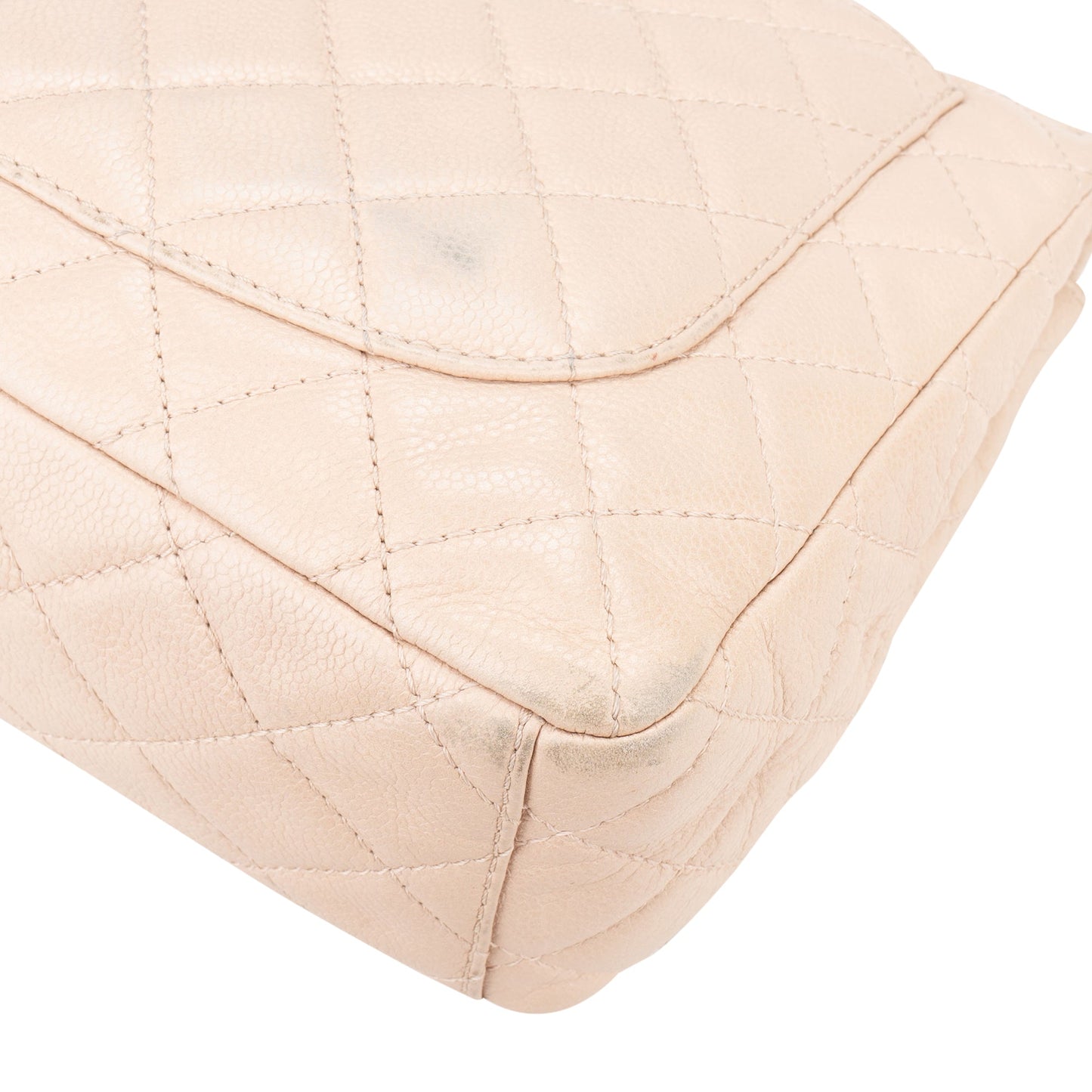 Chanel Quilted Caviar Leather Palladium Jumbo Single Flap Crossbody Bag