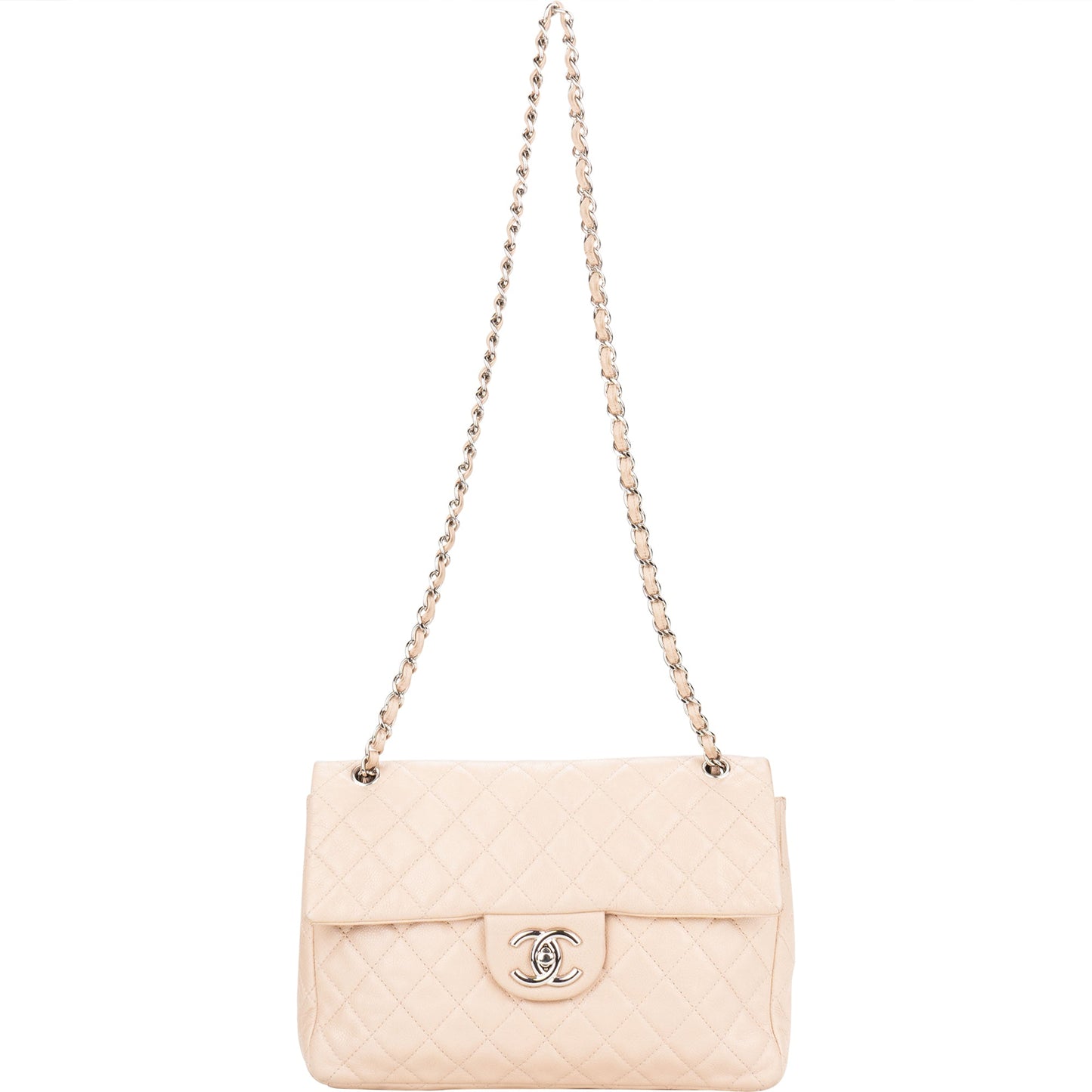 Chanel Quilted Caviar Leather Palladium Jumbo Single Flap Crossbody Bag