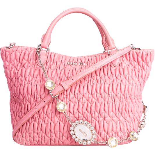 Miu Miu Two Way Pink Leather Matelassé Bag