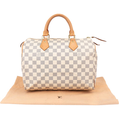 Louis Vuitton Damier Azur Monogram Speedy 30 Handbag