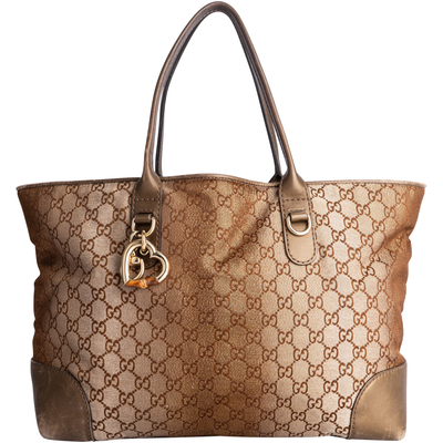 Gucci GG Monogram Lurex Heart Bit Tote Bag