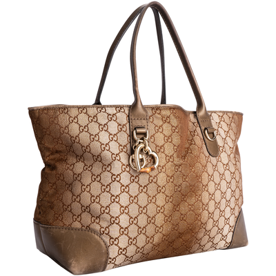 Gucci GG Monogram Lurex Heart Bit Tote Bag