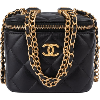 Chanel Quilted Lambskin Mini CC Charmy Vanity Handbag