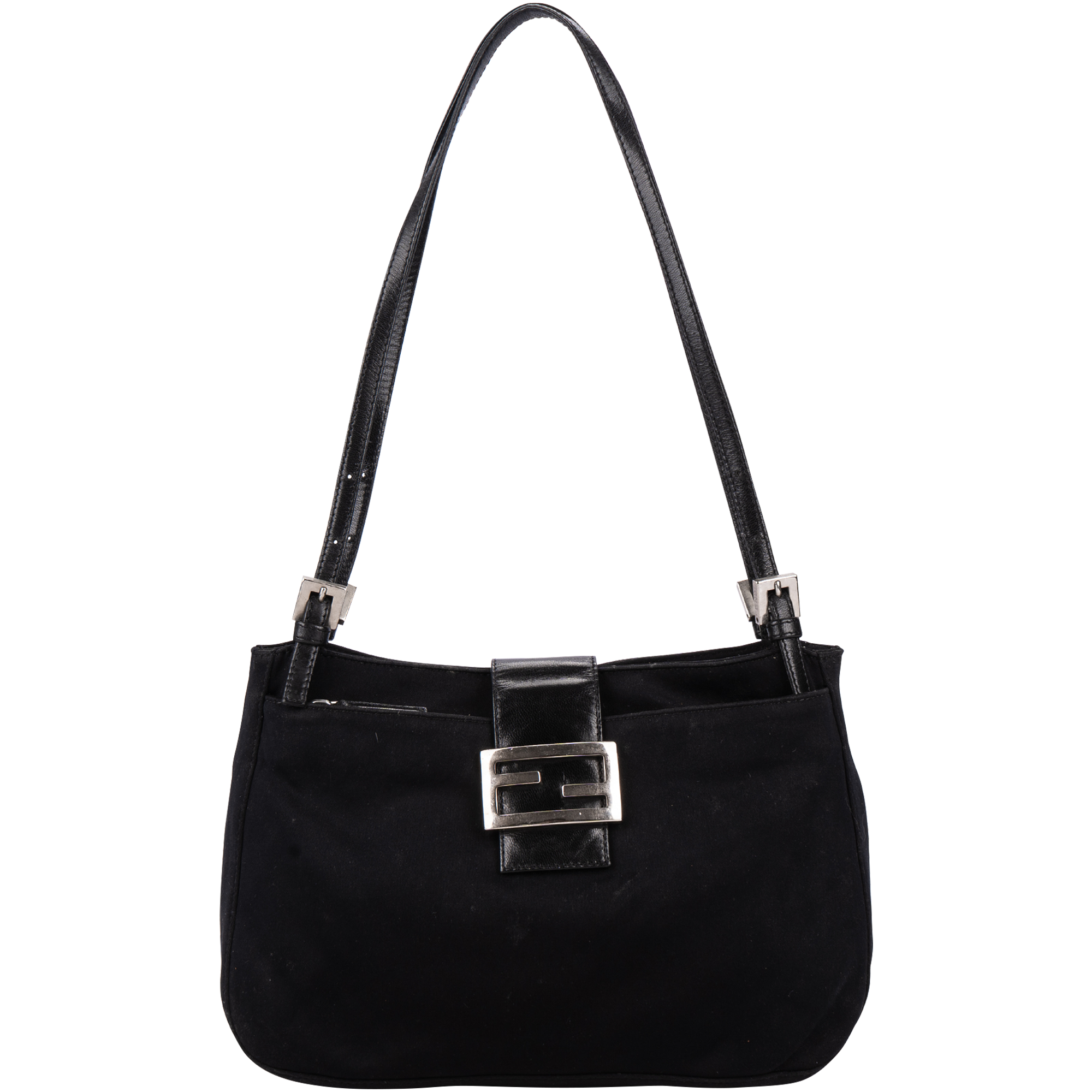 Fendi Black FF Buckle Baguette Shoulder Bag