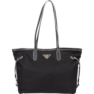 Prada Nylon Saffiano Leather Shopper Handbag