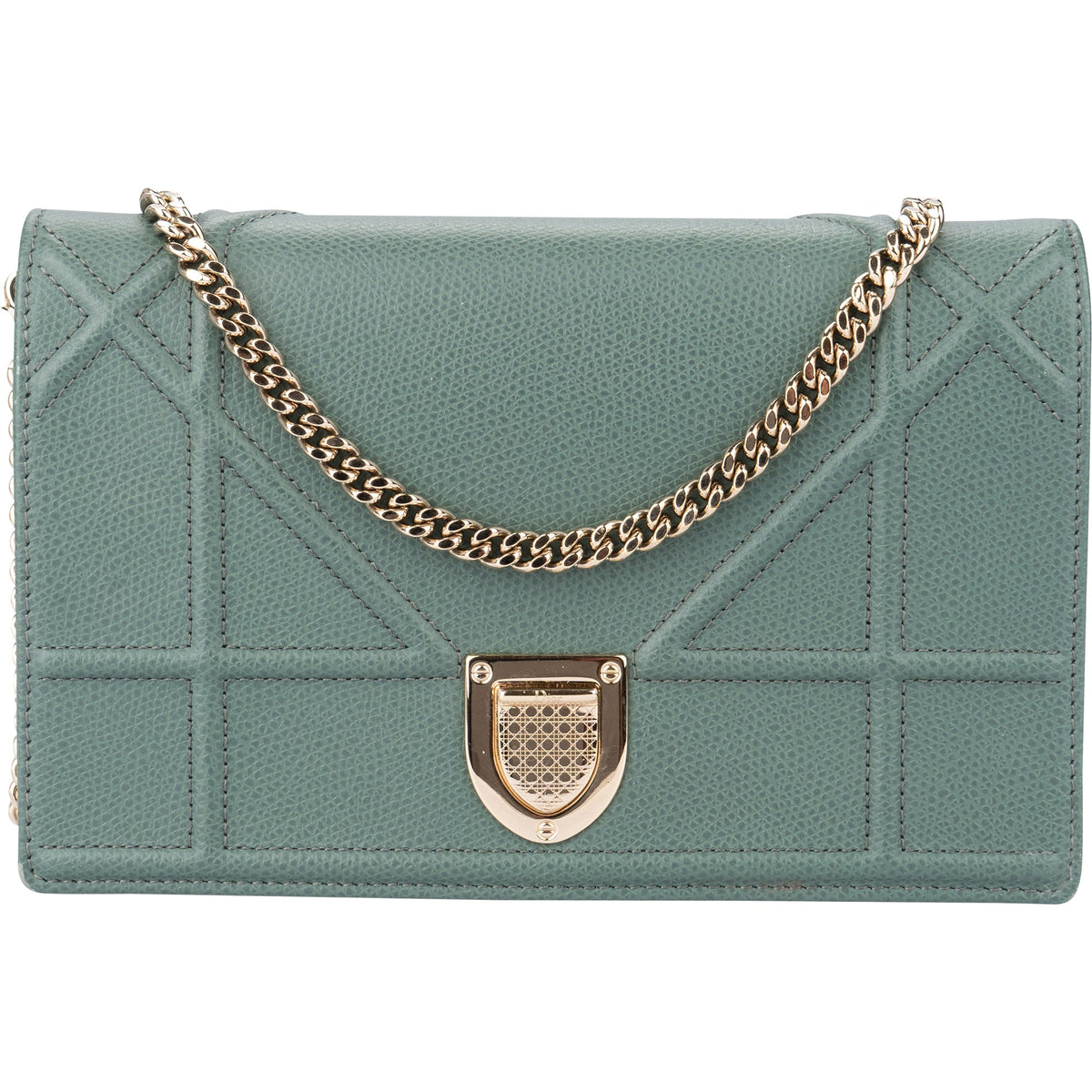 Dior Diorama Wallet on Chain aus Leder – Vorderansicht