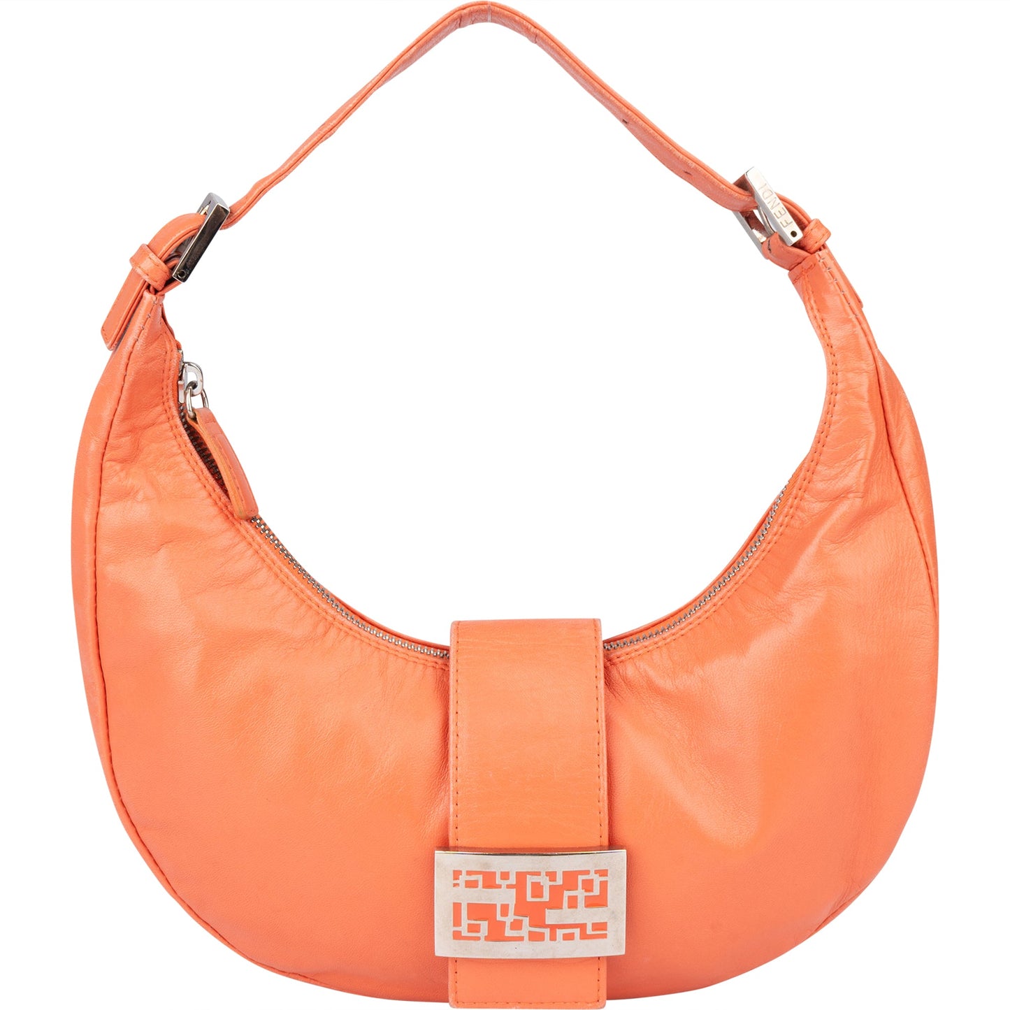 Fendi Orange Leather Limited FF Buckle Hobo Bag