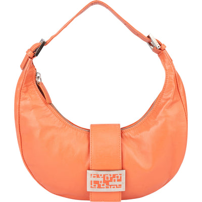 Fendi Orange Leather Limited FF Buckle Hobo Bag