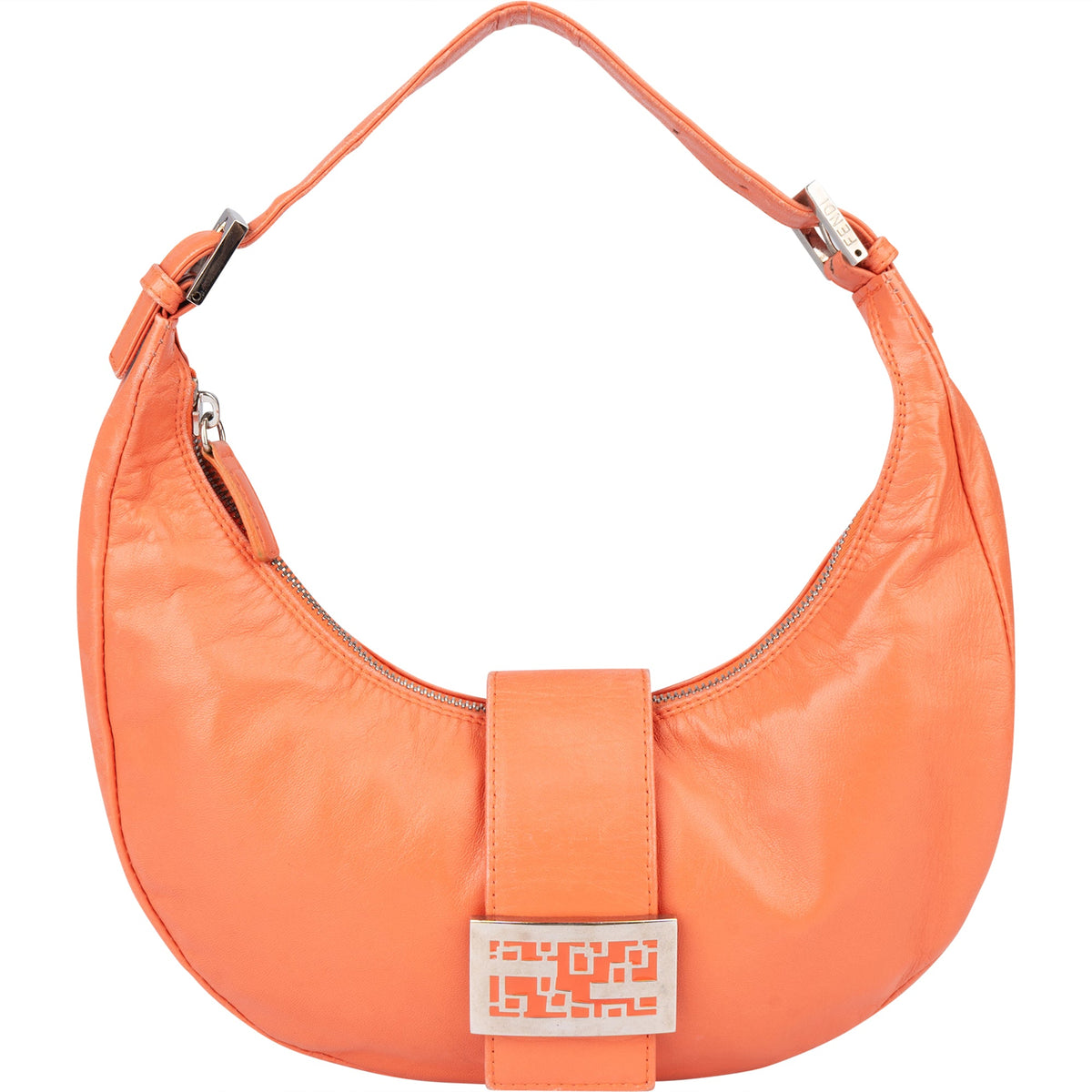 Fendi Orange Leather Limited FF Buckle Hobo Bag