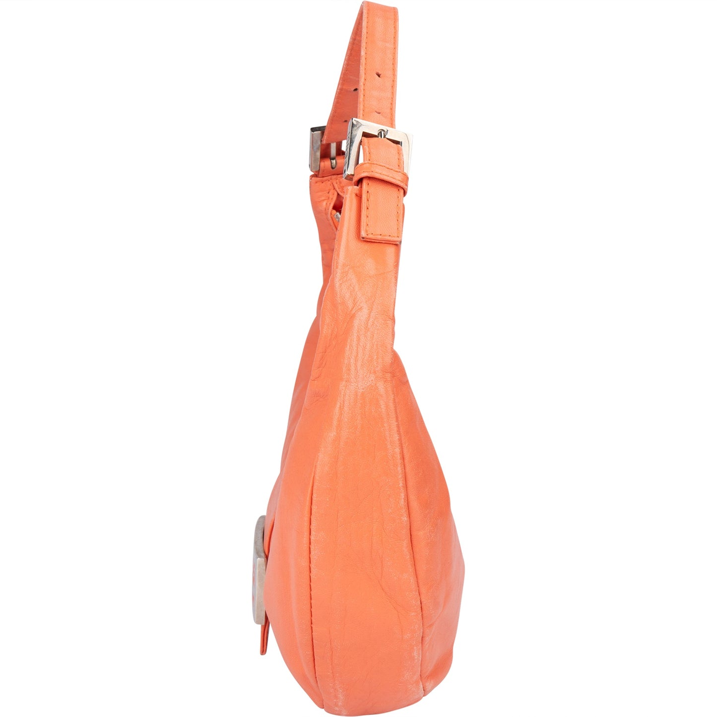 Fendi Orange Leather Limited FF Buckle Hobo Bag