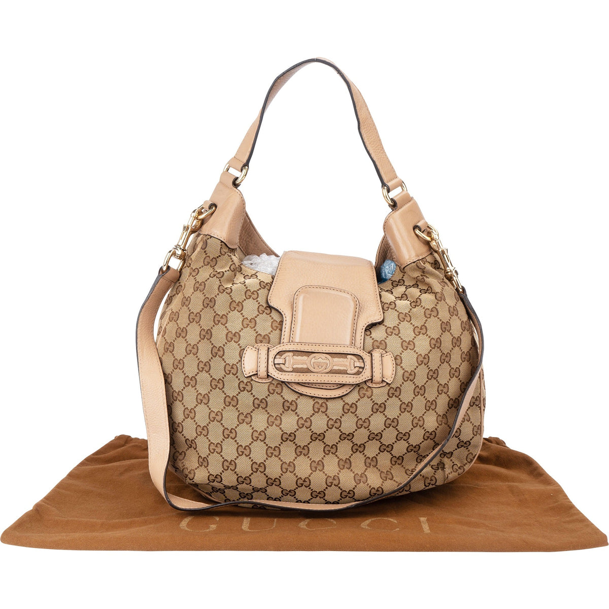 Gucci GG Monogram Horsebit Hobo Shoulder Bag