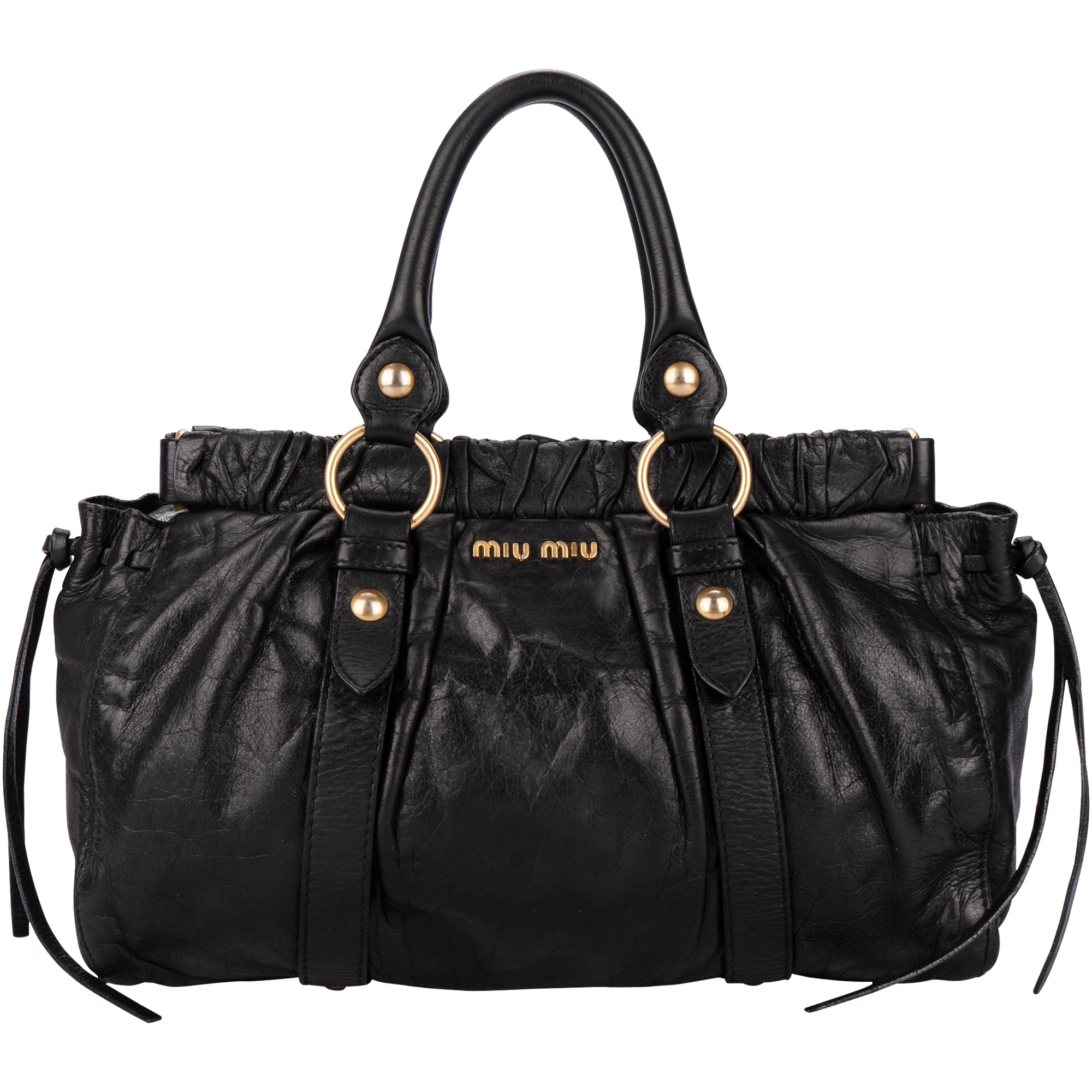 Miu Miu Black Leather City Handbag