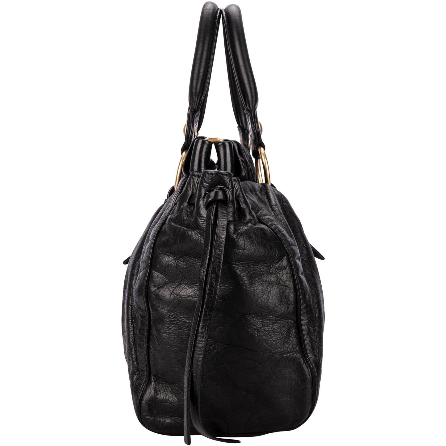 Miu Miu Black Leather Vitello Lux Top Handle Bag