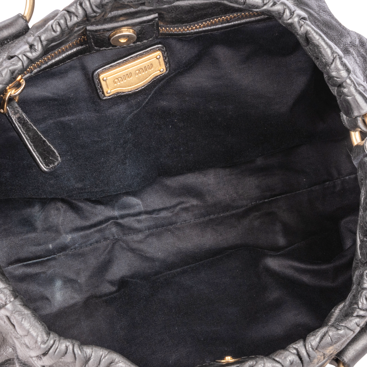 Miu Miu Black Leather Vitello Lux Top Handle Bag