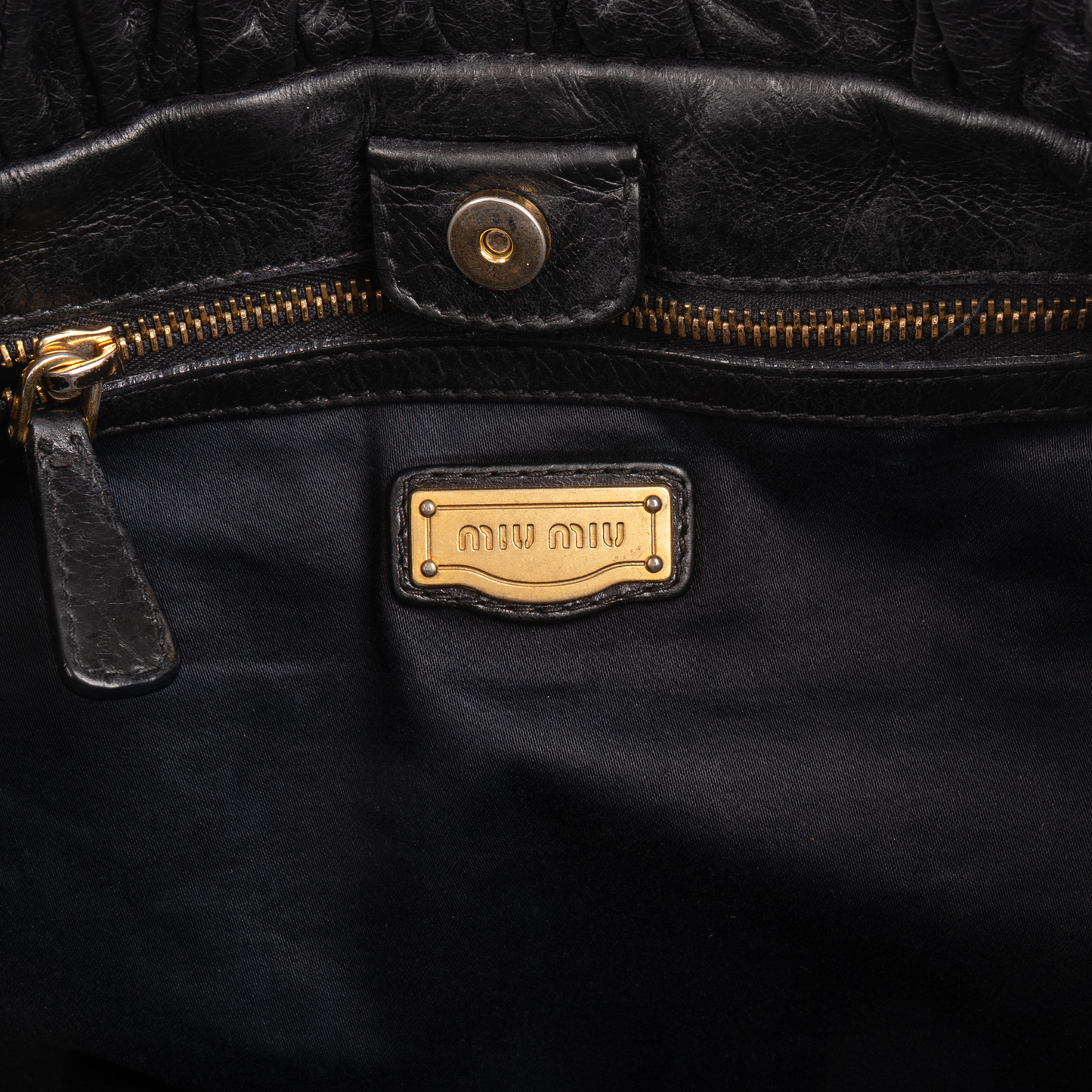 Miu Miu Black Leather Vitello Lux Top Handle Bag