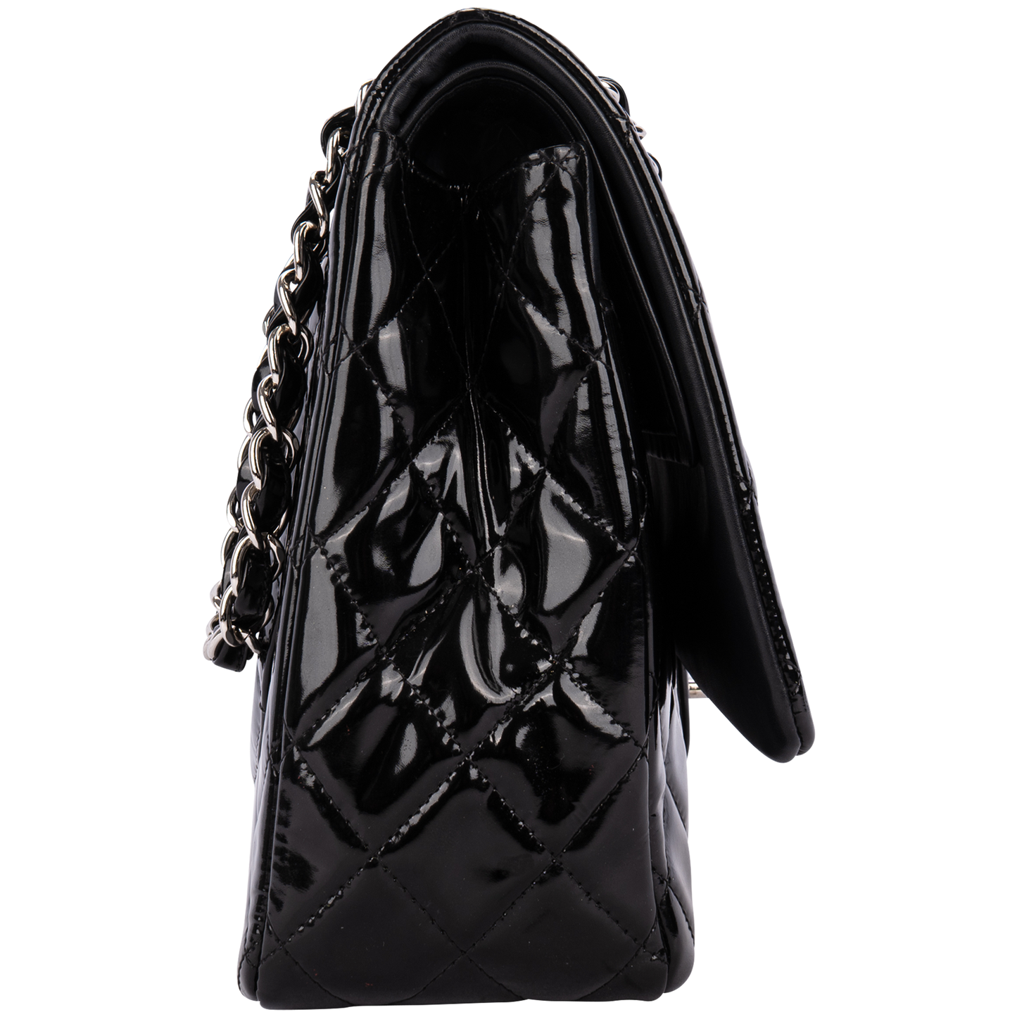 Chanel Quilted Patent Leather Maxi Double Flap Crossbody Bag