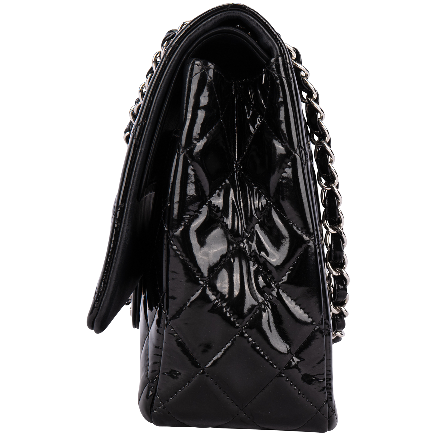 Chanel Quilted Patent Leather Maxi Double Flap Crossbody Bag