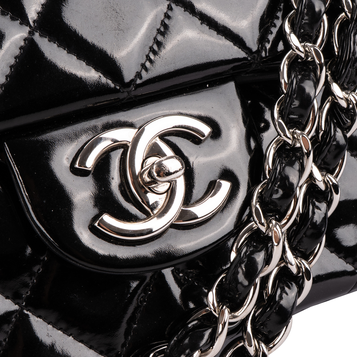 Chanel Quilted Patent Leather Maxi Double Flap Crossbody Bag