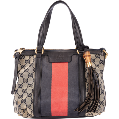 Gucci GG Monogram Sherry Bamboo Handbag