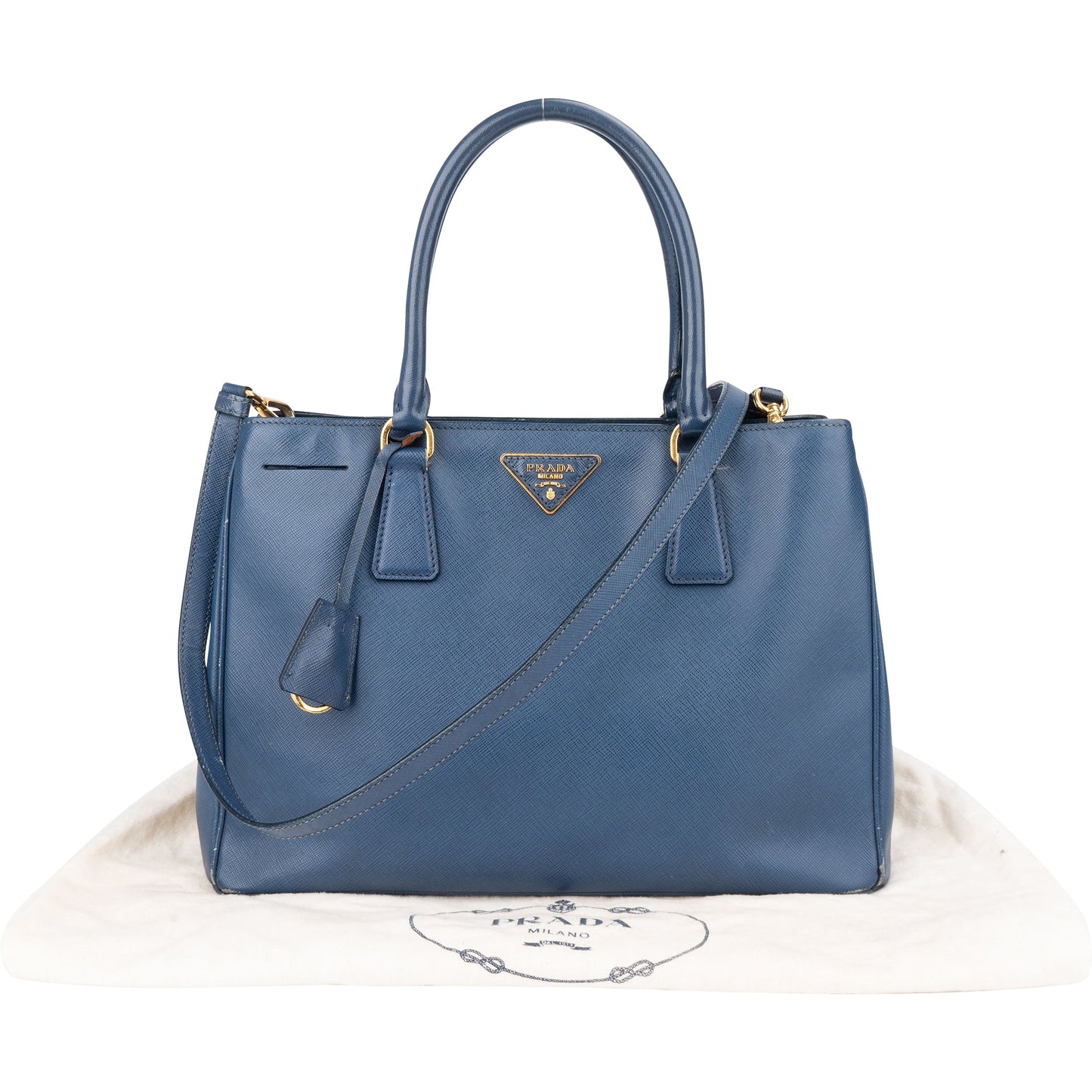 Prada Blue Saffiano Leather Galleria Handbag